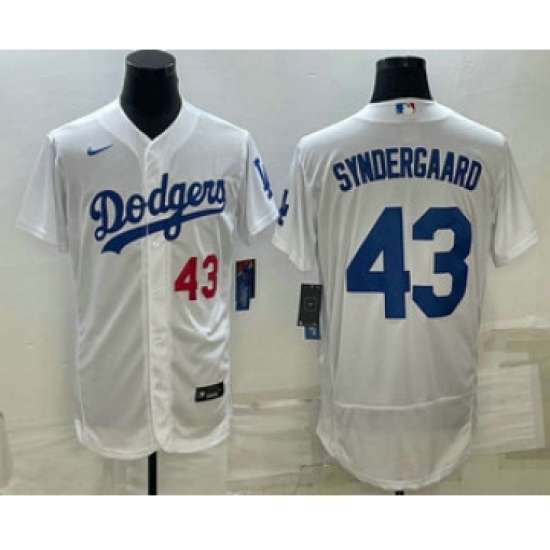 Men's Los Angeles Dodgers 43 Noah Syndergaard Number White Flex Base Stitched Baseball Jersey