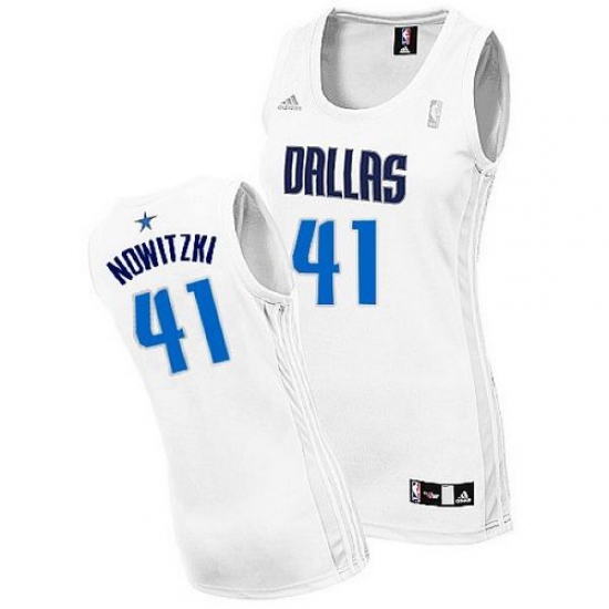 Women's Adidas Dallas Mavericks 41 Dirk Nowitzki Swingman White Home NBA Jersey