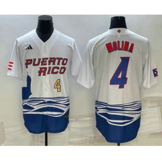 Mens Puerto Rico Baseball 4 Carlos Correa Number 2023 White World Baseball Classic Stitched Jersey