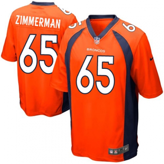 Men's Nike Denver Broncos 65 Gary Zimmerman Game Orange Team Color NFL Jersey