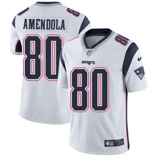 Men's Nike New England Patriots 80 Danny Amendola White Vapor Untouchable Limited Player NFL Jersey