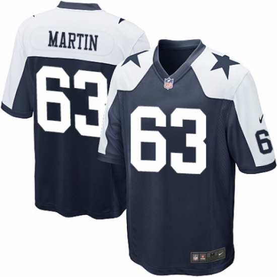 Men's Nike Dallas Cowboys 63 Marcus Martin Game Navy Blue Throwback Alternate NFL Jersey
