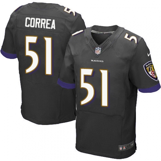 Men's Nike Baltimore Ravens 51 Kamalei Correa Elite Black Alternate NFL Jersey