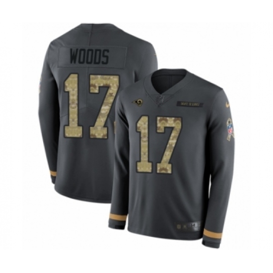 Men's Nike Los Angeles Rams 17 Robert Woods Limited Black Salute to Service Therma Long Sleeve NFL Jersey