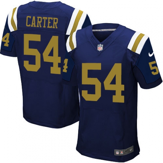 Men's Nike New York Jets 54 Bruce Carter Elite Navy Blue Alternate NFL Jersey