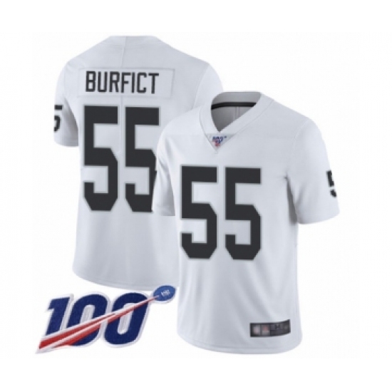 Men's Oakland Raiders 55 Vontaze Burfict White Vapor Untouchable Limited Player 100th Season Football Jersey