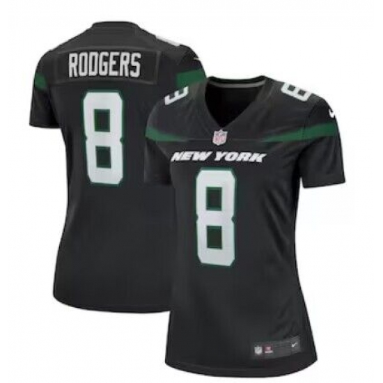 Women's New York Jets 8 Aaron Rodgers Black 2023 Vapor Untouchable Stitched Nike Limited Jersey