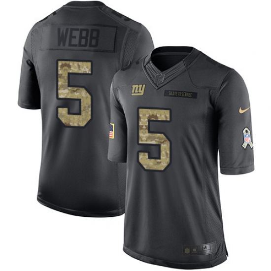 Men's Nike New York Giants 5 Davis Webb Limited Black 2016 Salute to Service NFL Jersey
