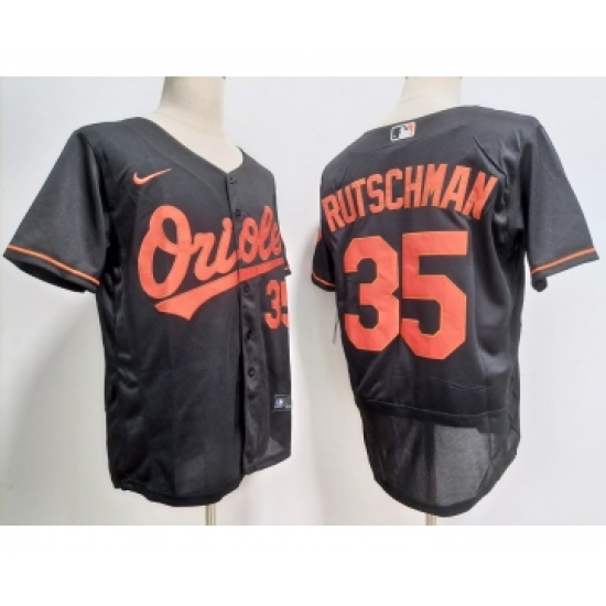Men's Baltimore Orioles 35 Adley Rutschman Black Stitched Flex Base Nike Jersey