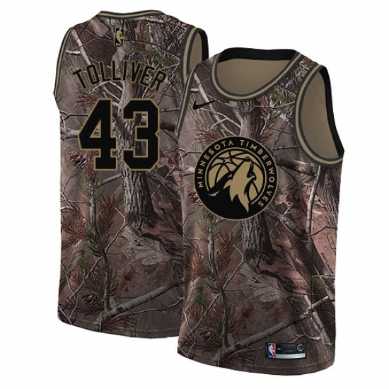 Youth Nike Minnesota Timberwolves 43 Anthony Tolliver Swingman Camo Realtree Collection NBA Jersey