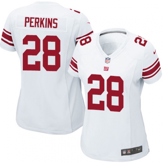 Women's Nike New York Giants 28 Paul Perkins Game White NFL Jersey