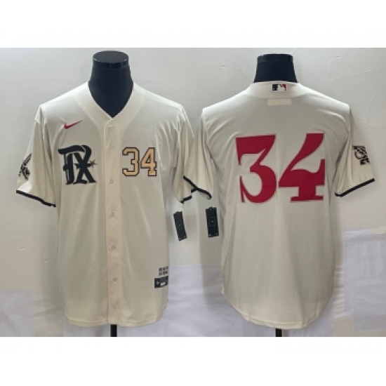 Men's Texas Rangers 34 Nolan Ryan Number Cream 2023 City Connect Stitched Baseball Jersey