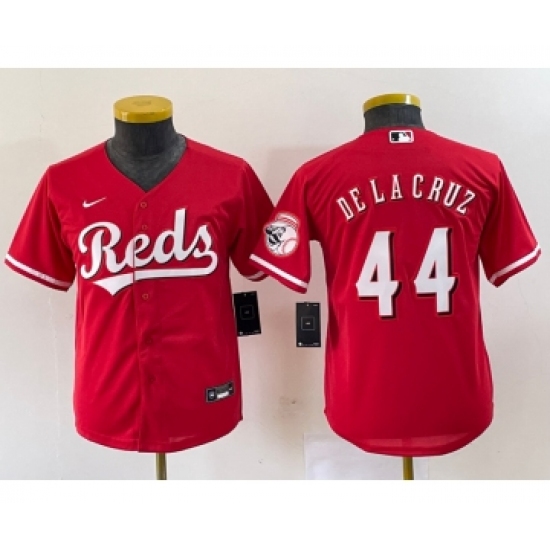 Youth Nike Cincinnati Reds 44 Elly De La Cruz Red Cool Base Stitched Baseball Jersey