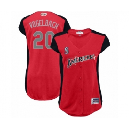 Women's Seattle Mariners 20 Dan Vogelbach Authentic Red American League 2019 Baseball All-Star Jersey