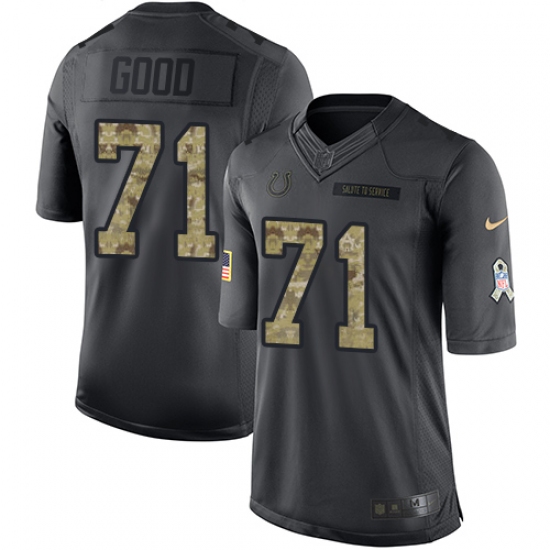 Youth Nike Indianapolis Colts 71 Denzelle Good Limited Black 2016 Salute to Service NFL Jersey