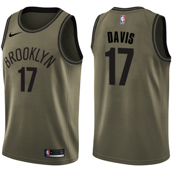 Men's Nike Brooklyn Nets 17 Ed Davis Swingman Green Salute to Service NBA Jersey