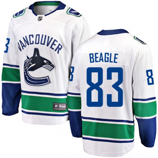 Men's Vancouver Canucks 83 Jay Beagle Fanatics Branded White Away Breakaway NHL Jersey