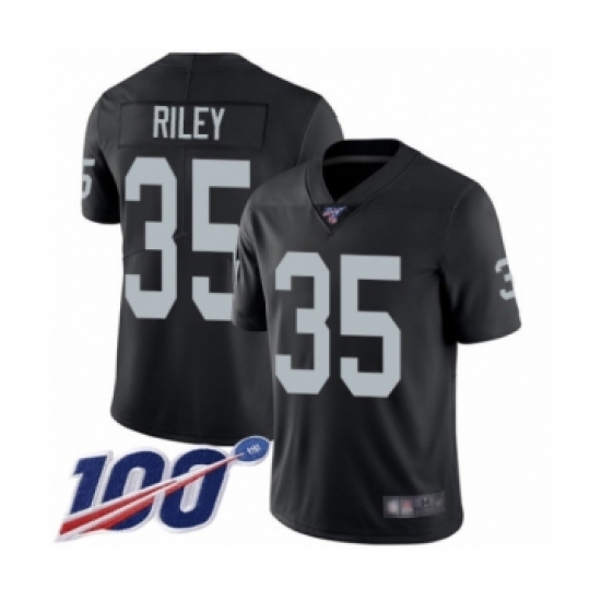 Men's Oakland Raiders 35 Curtis Riley Black Team Color Vapor Untouchable Limited Player 100th Season Football Jersey