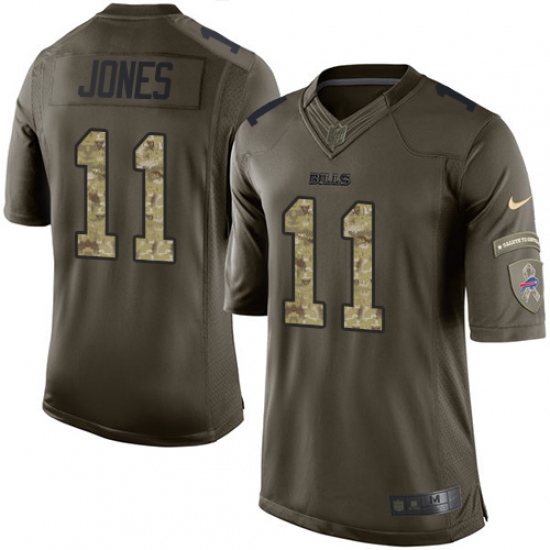 Men's Nike Buffalo Bills 11 Zay Jones Elite Green Salute to Service NFL Jersey