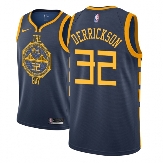 Men NBA 2018-19 Golden State Warriors 32 Marcus Derrickson City Edition Navy Jersey