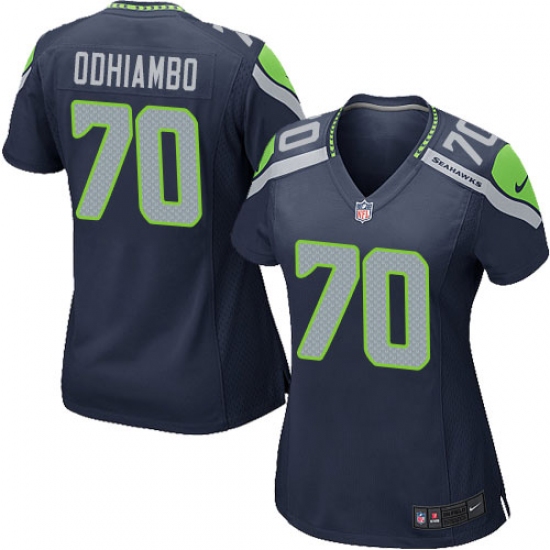 Women's Nike Seattle Seahawks 70 Rees Odhiambo Game Steel Blue Team Color NFL Jersey