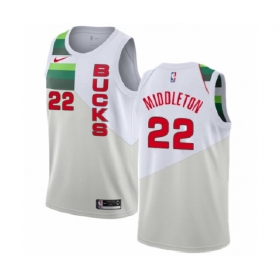 Women's Nike Milwaukee Bucks 22 Khris Middleton White Swingman Jersey - Earned Edition