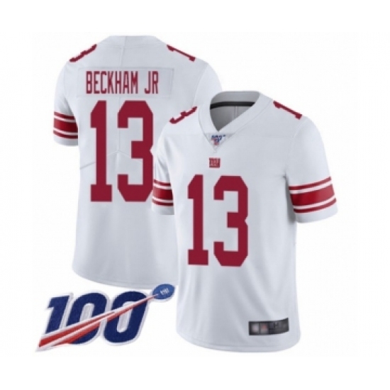 Men's New York Giants 13 Odell Beckham Jr White Vapor Untouchable Limited Player 100th Season Football Jersey