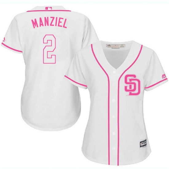 Women's Majestic San Diego Padres 2 Johnny Manziel Authentic White Fashion Cool Base MLB Jersey