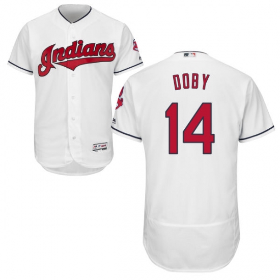 Men's Majestic Cleveland Indians 14 Larry Doby White Home Flex Base Authentic Collection MLB Jersey