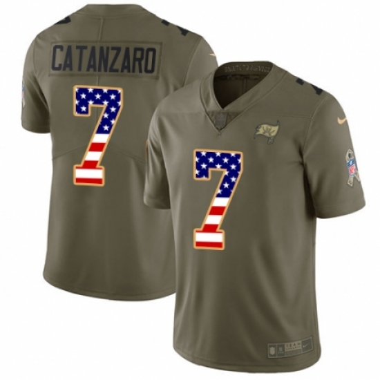 Youth Nike Tampa Bay Buccaneers 7 Chandler Catanzaro Limited Olive/USA Flag 2017 Salute to Service NFL Jersey