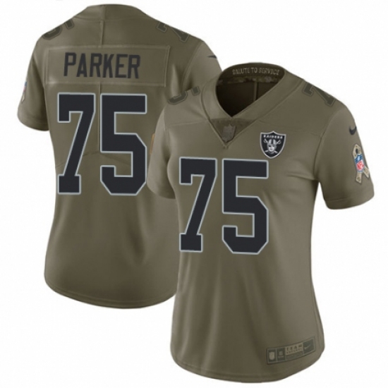 Women's Nike Oakland Raiders 75 Brandon Parker Limited Olive 2017 Salute to Service NFL Jersey