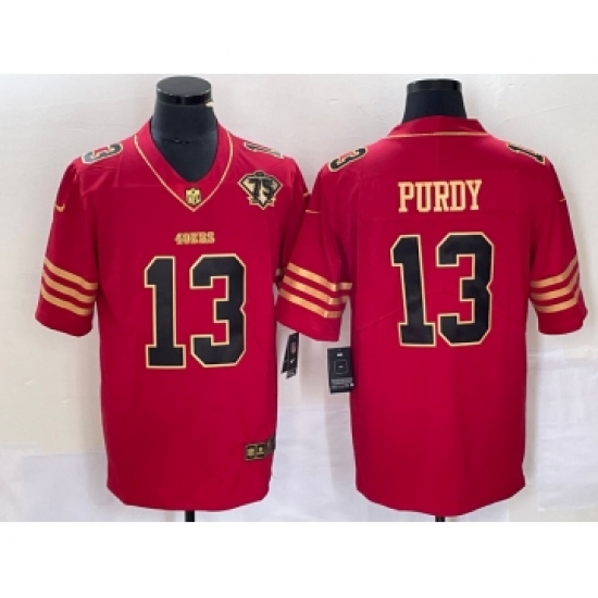 Men's Nike San Francisco 49ers 13 Brock Purdy Red 75th Golden Edition Stitched Limited Jersey