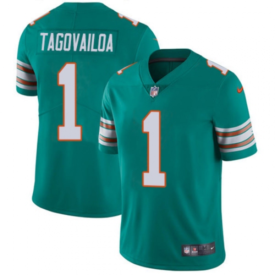 Youth Miami Dolphins 1 Tua Tagovailoa Aqua Green Alternate Stitched Vapor Untouchable Limited Jersey