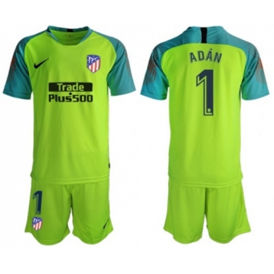 Atletico Madrid 1 Adan Shiny Green Goalkeeper Soccer Club Jersey