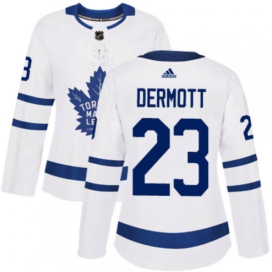 Women's Adidas Toronto Maple Leafs 23 Travis Dermott Authentic White Away NHL Jersey