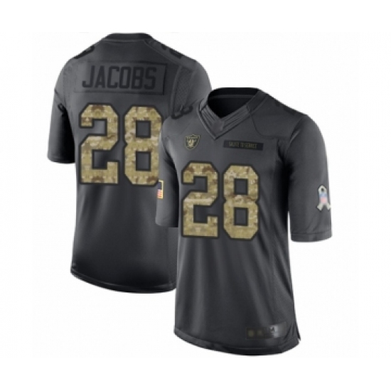 Men's Oakland Raiders 28 Josh Jacobs Limited Black 2016 Salute to Service Football Jersey