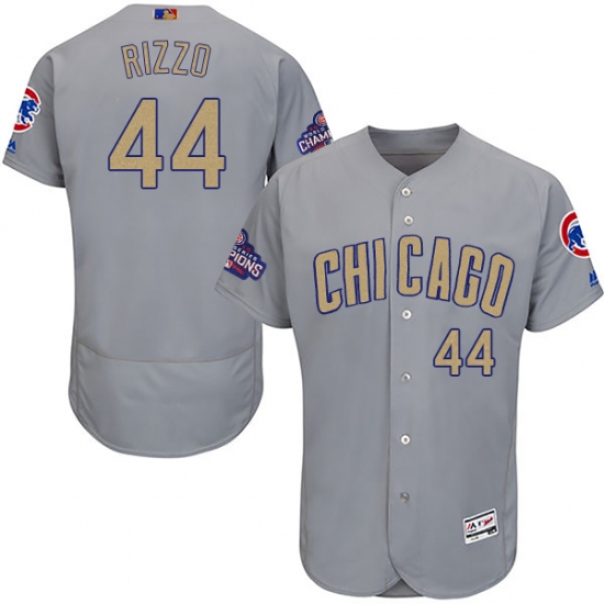 Men's Majestic Chicago Cubs 44 Anthony Rizzo Authentic Gray 2017 Gold Champion Flex Base MLB Jersey