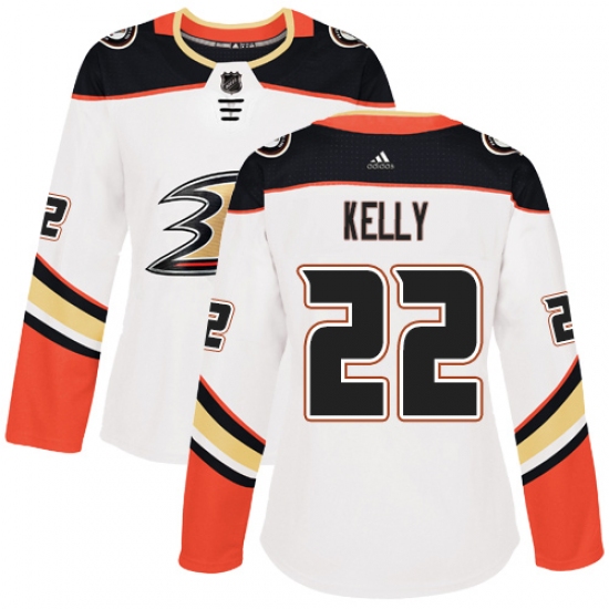 Women's Adidas Anaheim Ducks 22 Chris Kelly Authentic White Away NHL Jersey