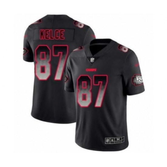 Men's Kansas City Chiefs 87 Travis Kelce Limited Black Smoke Fashion Football Jersey