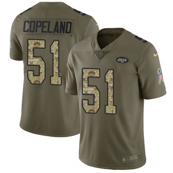 Men's Nike New York Jets 51 Brandon Copeland Limited Olive Camo 2017 Salute to Service NFL Jersey
