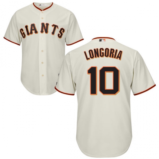 Men's Majestic San Francisco Giants 10 Evan Longoria Replica Cream Home Cool Base MLB Jersey