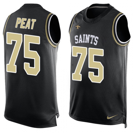Men's Nike New Orleans Saints 75 Andrus Peat Limited Black Player Name & Number Tank Top NFL Jersey