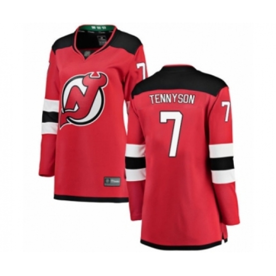Women's New Jersey Devils 7 Matt Tennyson Fanatics Branded Red Home Breakaway Hockey Jersey