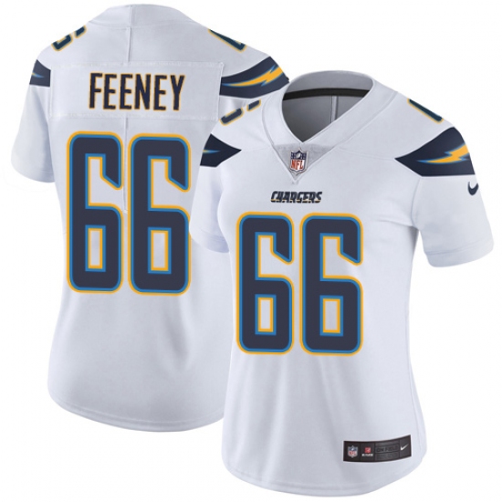 Women's Nike Los Angeles Chargers 66 Dan Feeney White Vapor Untouchable Limited Player NFL Jersey