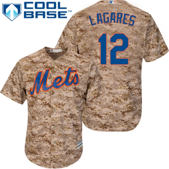 Men's Majestic New York Mets 12 Juan Lagares Authentic Camo Alternate Cool Base MLB Jersey
