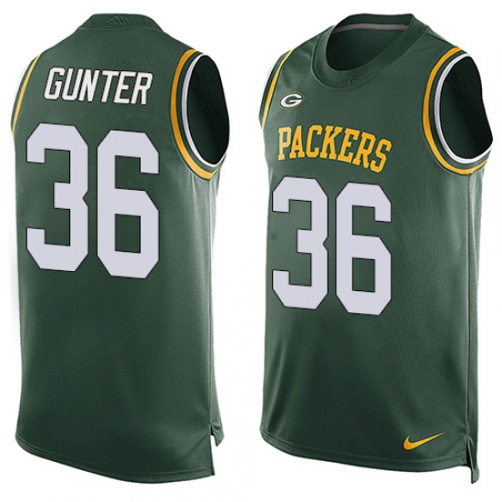 Men's Nike Green Bay Packers 36 LaDarius Gunter Limited Green Player Name & Number Tank Top NFL Jersey