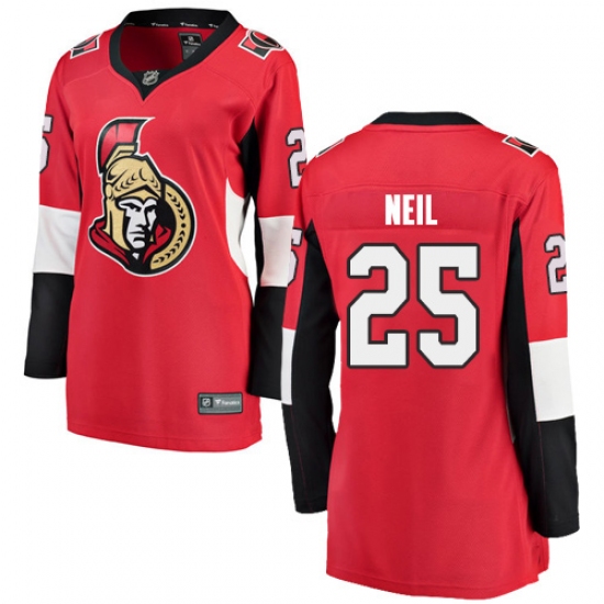Women's Ottawa Senators 25 Chris Neil Fanatics Branded Red Home Breakaway NHL Jersey