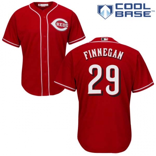 Youth Majestic Cincinnati Reds 29 Brandon Finnegan Authentic Red Alternate Cool Base MLB Jersey