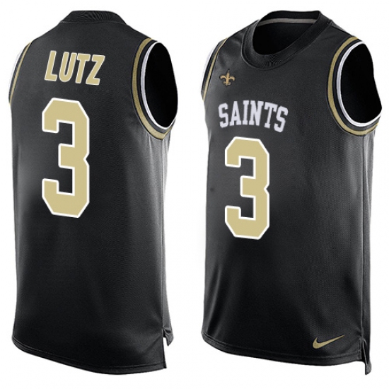 Men's Nike New Orleans Saints 3 Will Lutz Limited Black Player Name & Number Tank Top NFL Jersey