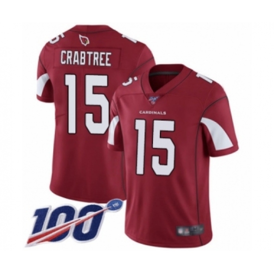 Men's Arizona Cardinals 15 Michael Crabtree Red Team Color Vapor Untouchable Limited Player 100th Season Football Jersey